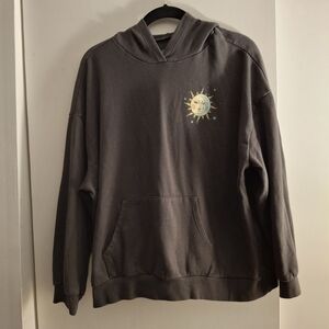 Rebellious One Women's Charcoal Sun-Embroidered Hoodie Sweater